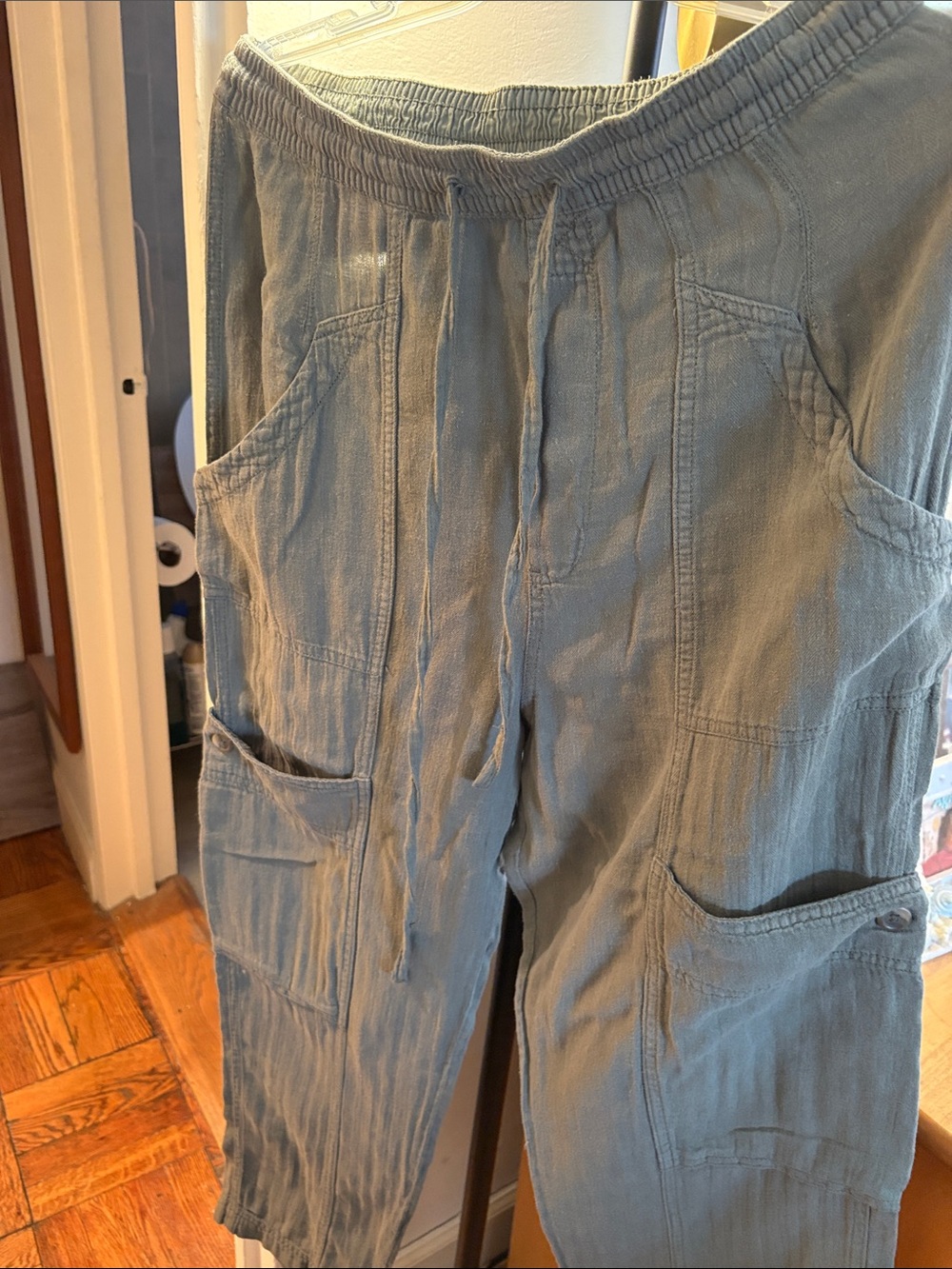 Women’s Casual Drawstring Cargo Pants - Olive Green